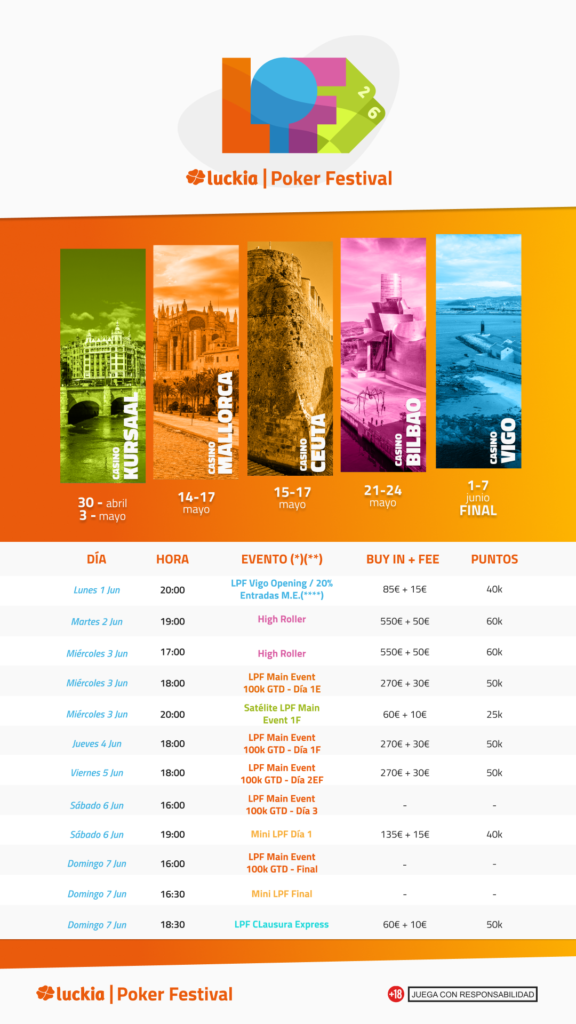 calendario luckia póker festival vigo